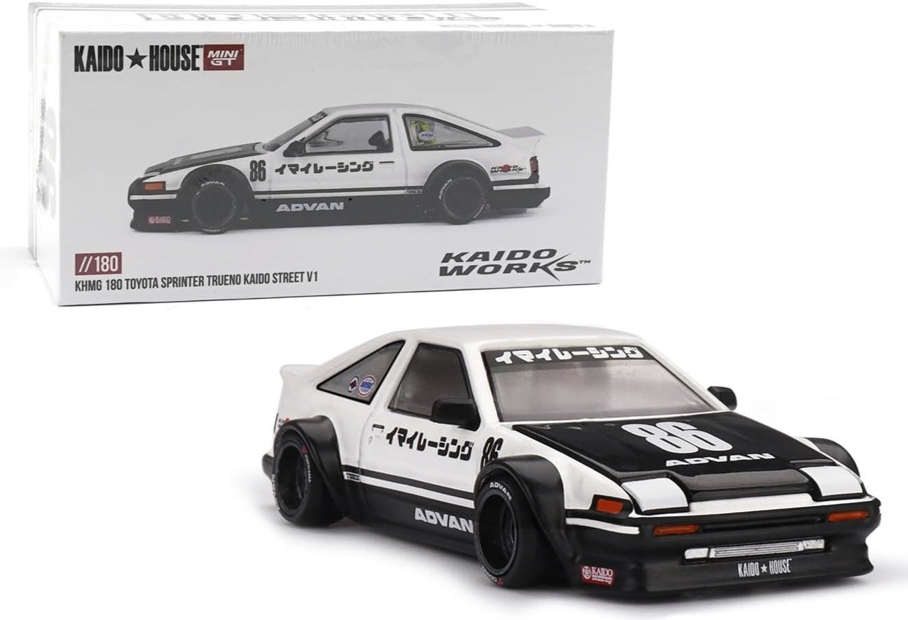 Kaido House x Mini GT Toyota AE86 Sprinter Trueno Kaido Street V1 White 1:64 KHMG180